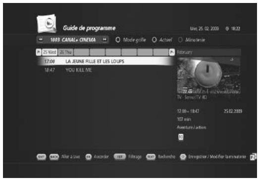 HUMAX TN5000HD - Guide des programmes d'une chaîne : bouton ROUGE - 1