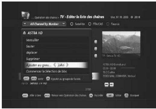 HUMAX TN5000HD - Ajout de chaînes à la liste de chaînes de préférées - 1