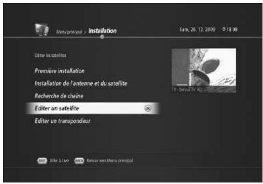 HUMAX TN5000HD - Modification de satellites (MENU > Installation > Modifier satellite) - 1