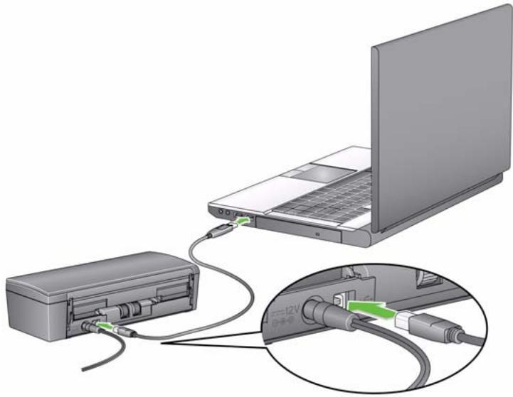 KODAK SCANMATE I940 - Option 1: Branchement avec le cordon d'alimentation CA et le cable de données USB - 2
