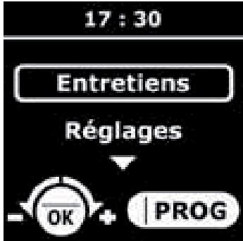 17 : 30 Entretiens Réglages OK + | PROG