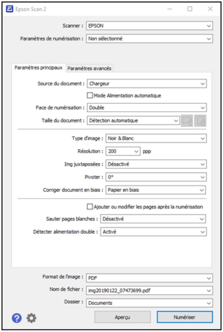EPSON WORKFORCE DS-790WN - Lancement d'une numérisation en utilisant l'icône epson scan 2 - 1