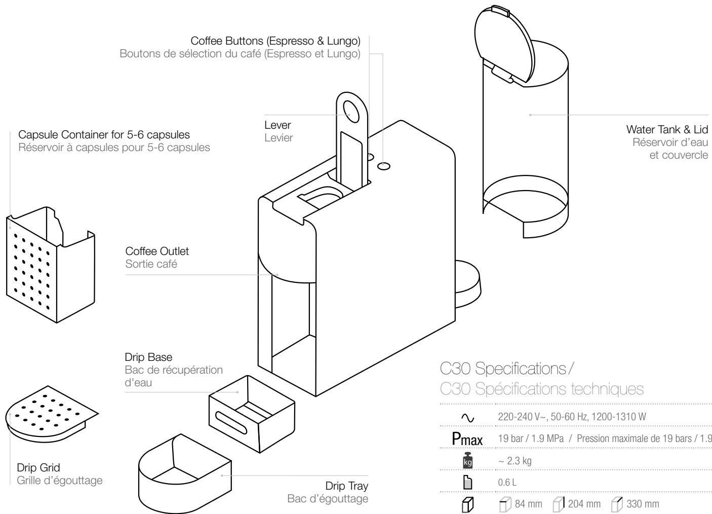 NESPRESSO ESSENZA MINI TRIANGLE - Machine Overview/Présentation de la machine - 1