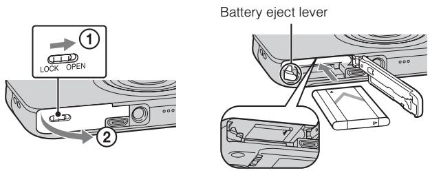 SONY WX60 - Inserting the battery pack - 1