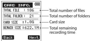 TEAC VR-20 - - Various Settings and Information Display - 2
