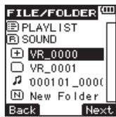 TEAC VR-20 - Using the FILE/FOLDER screen to set a folder as the playback area - 2