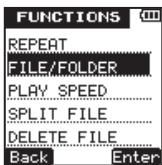 TEAC VR-20 - Using the FILE/FOLDER screen to set a folder as the playback area - 1