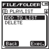 TEAC VR-20 - - File and folder operations (FILE/FOLDER screen) - 1