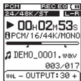 TEAC VR-20 - Adjusting the playback volume - 1