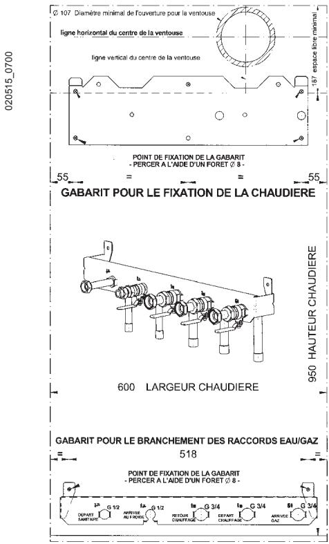 CHAPPEE LUNA DUO CF 28 KW  -  LUNA DUO V 24.1 KW - Gabarit de fixation de la chaudière au mur - 1