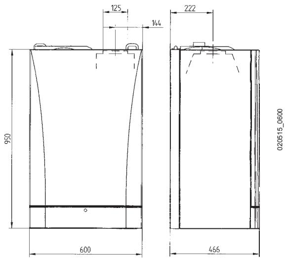 CHAPPEE LUNA DUO CF 28 KW  -  LUNA DUO V 24.1 KW - Dimensions chaudière - 1