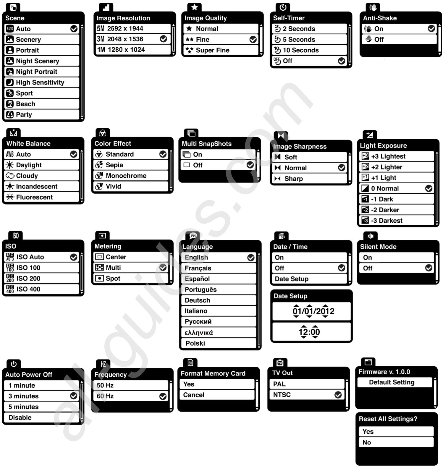 VIVITAR DVR 508NHD - Photo Capture Mode Menus - 1