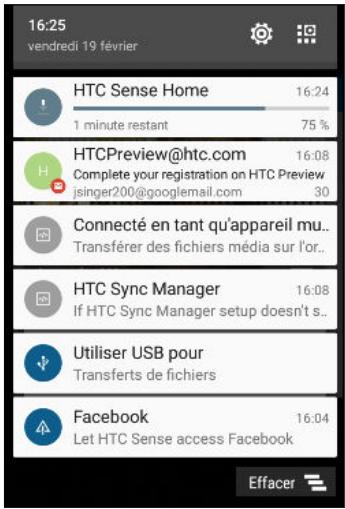 HTC DESIRE 816 - Panneau Notifications - 3