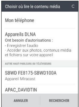 HTC DESIRE 816 - Utiliser HTC Connect pour/partager vos médias - 2