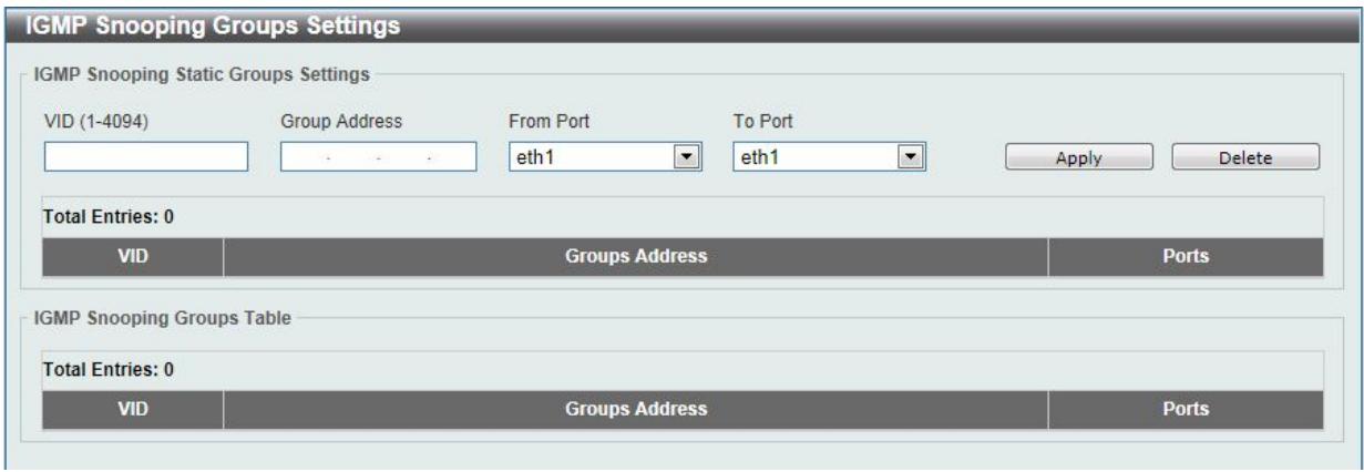 D-LINK DGS-1100-24P - IGMP Snooping Groups Settings - 1