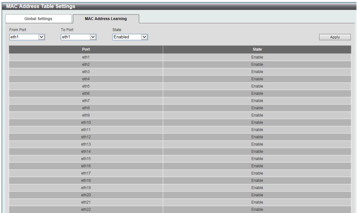D-LINK DGS-1100-24P - MAC Address Table Settings - 2