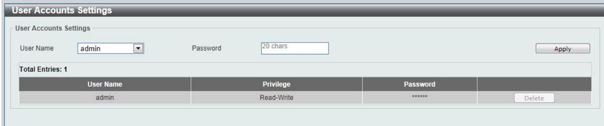 D-LINK DGS-1100-24P - User Account Settings - 2