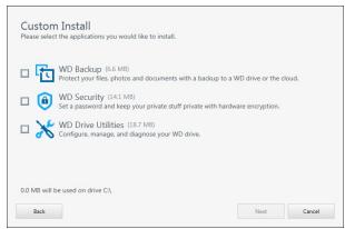 WD MY PASSPORT ULTRA - The dialog box that appears depends on the installation option you selected at Step 3: - 1