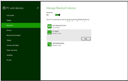 ACER ASPIRE SWITCH 11 SW5-111-11DC - Enable Bluetooth and add a device - 1