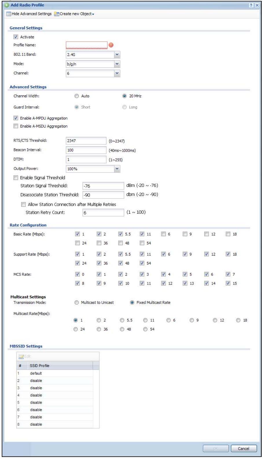 ZYXEL NWA5123AC - Add/Edit Radio Profile - 1