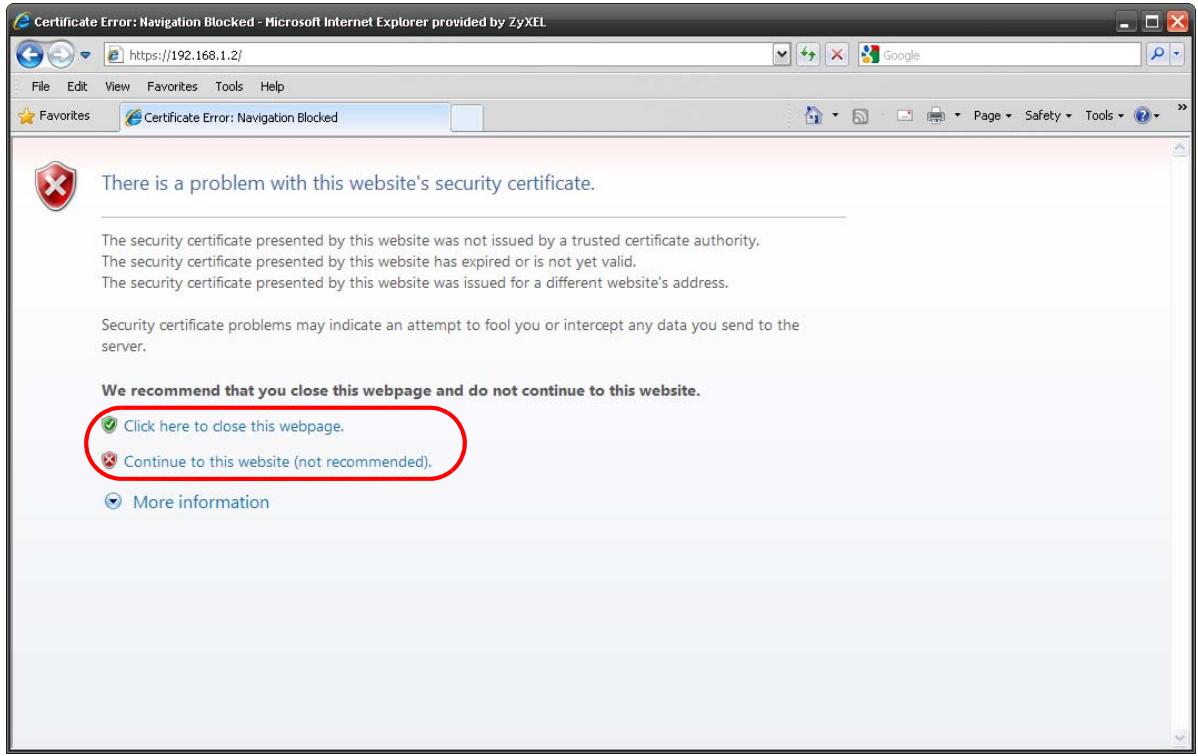 ZYXEL NWA5123AC - Internet Explorer Warning Messages - 1