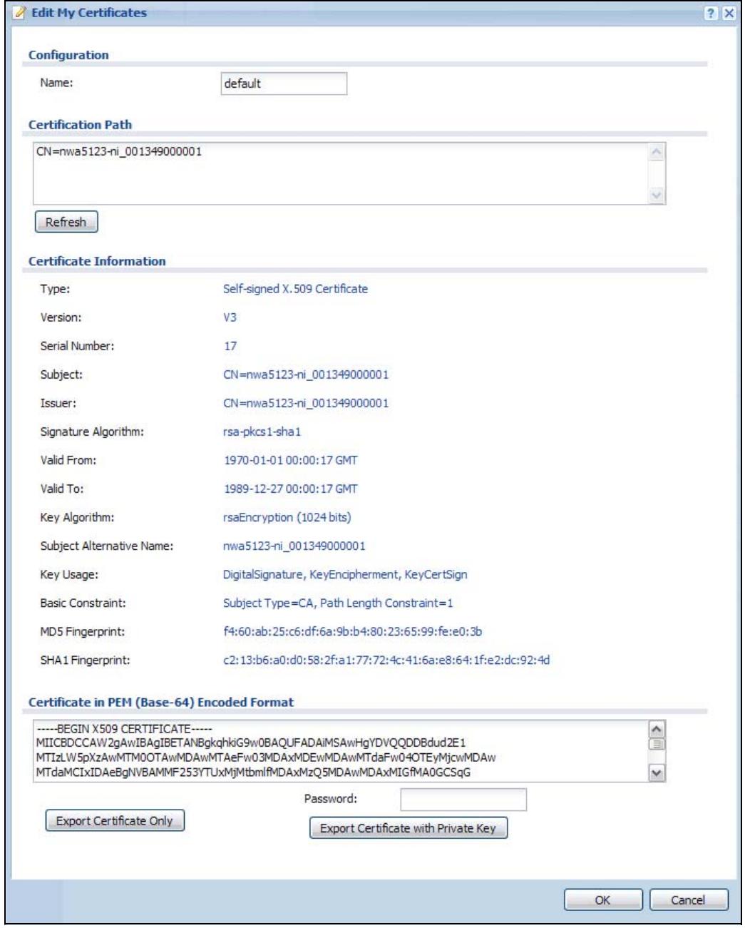ZYXEL NWA5123AC - Edit My Certificates - 1
