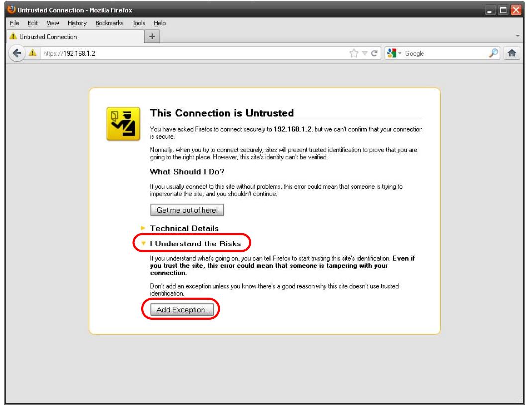 ZYXEL NWA5123AC - Mozilla Firefox Warning Messages - 1