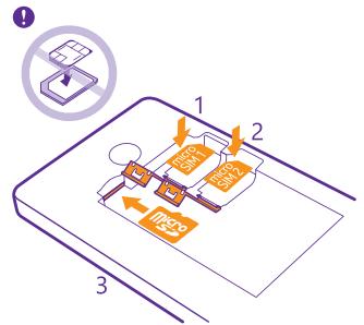 MICROSOFT LUMIA 435 - Insérer la carte SIM et la carte mémoire - 1