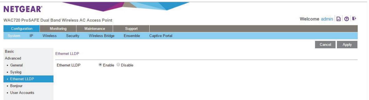 NETGEAR WAC720 X3 - To turn off LLDP: - 1