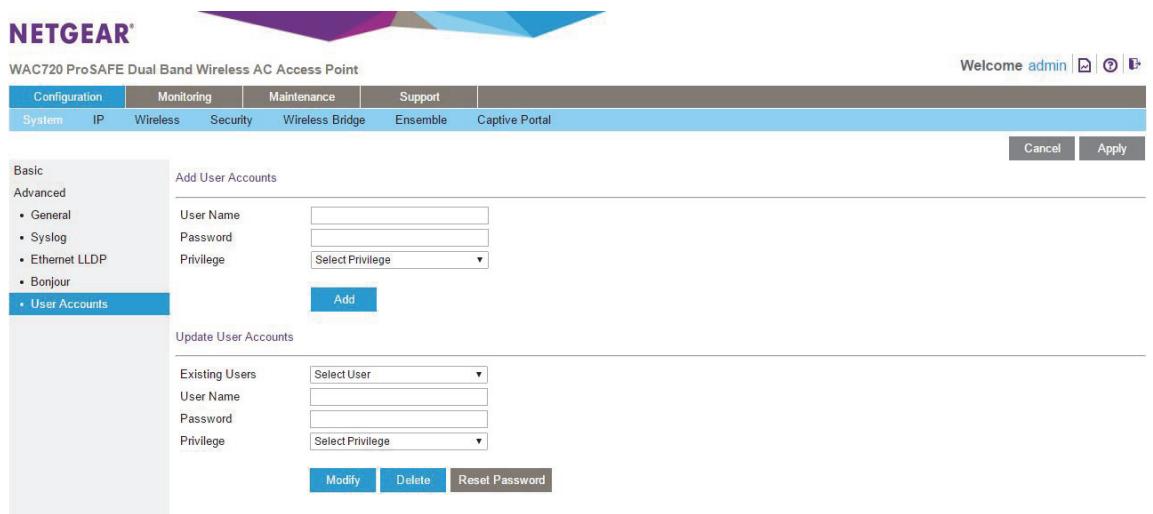 NETGEAR WAC720 X3 - Add a New User Account - 1