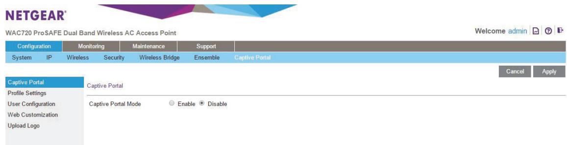 NETGEAR WAC720 X3 - To enable a captive portal: - 1