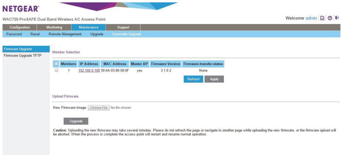 NETGEAR WAC720 X3 - To manage an ensemble's firmware versions: - 1