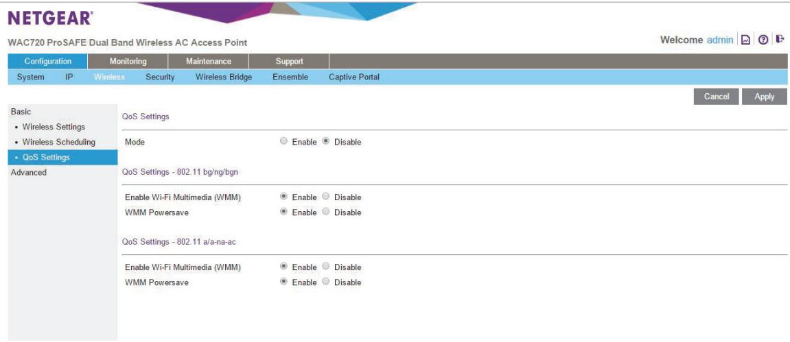 NETGEAR WAC720 X3 - To configure basic wireless QoS: - 1