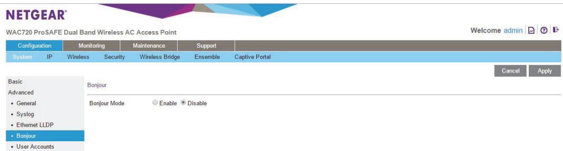 NETGEAR WAC720 X3 - To enable Bonjour: - 1