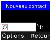 Nouveau contact Options Retour