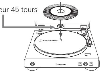 AUDIO TECHNICA ATLP6 - Placez le disque sur le tapis de feutre de façon à ce que le trou central s'aligne avec l'axe. - 2