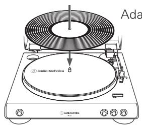 AUDIO TECHNICA ATLP6 - Placez le disque sur le tapis de feutre de façon à ce que le trou central s'aligne avec l'axe. - 1