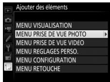 NIKON D5 - Sélectionnez un menu. - 1