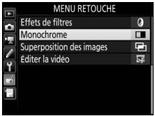 NIKON D5 - Sélectionnez une option dans le menu retouche. - 1