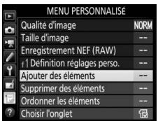 NIKON D5 - Sélectionnez ajouter des éléments. - 1