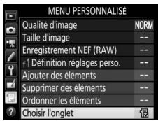 NIKON D5 - Sélectionnez choisir l'onglet. - 1