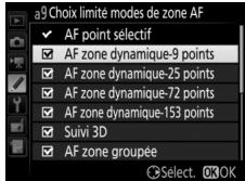 NIKON D5 - A9: choix limites modes de zone AF - 1