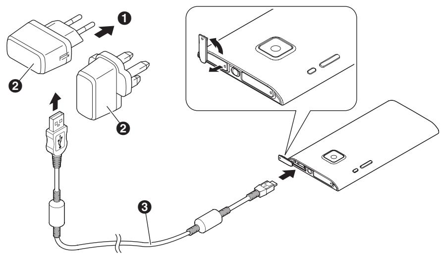 PANASONIC ELUGA - Charging the battery using the AC adaptor - 1