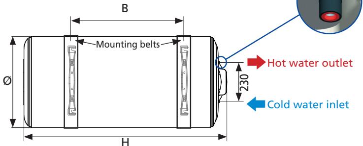 ATLANTIC CHAUFFEO - I.4 Horizontal water heater (HW) side connection - 2