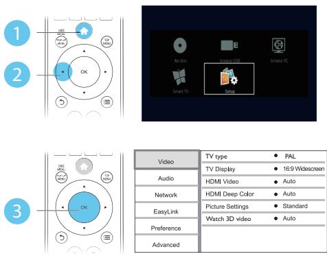 PHILIPS BDP3490  -  BDP3492 - Modification des paramètres - 1