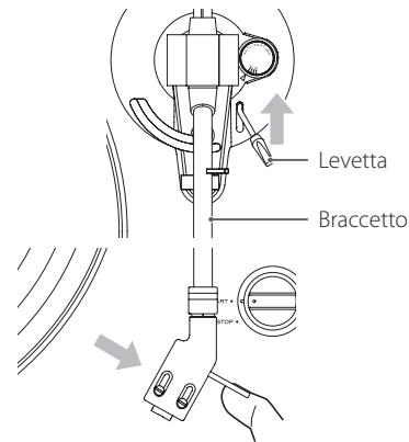 TEAC TN-200 - TN200 - Sollevare leggermente la levetta o il gancio posto sulla conchiglia e riportare il braccetto in posizione di riposo. - 1