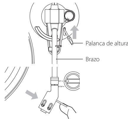 TEAC TN-200 - TN200 - Levante ligeramente la palanca de altura o el gancho del cabezal para volver a poner el brazo en su posición de descanso. - 1