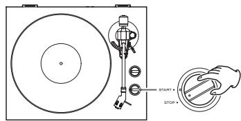 TEAC TN-200 - TN200 - Girare su STOP la manopola di rotazione START/STOP per fermare il piatto. - 1