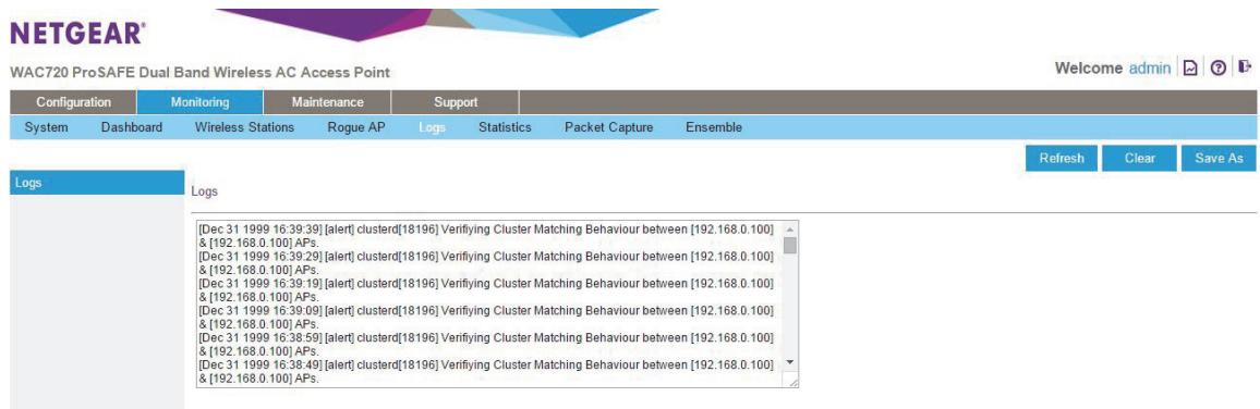 NETGEAR WAC720 - Select Monitoring > Logs. - 1