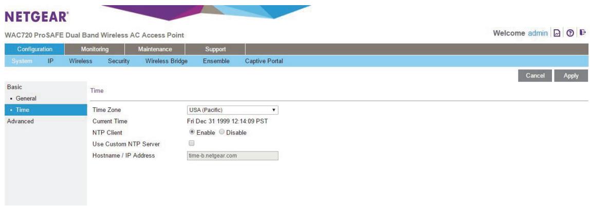 NETGEAR WAC720 - Select Configuration > System > Basic > Time. - 1